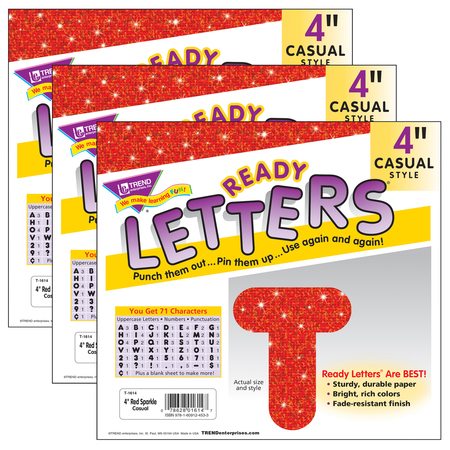 TREND ENTERPRISES Red Sparkle 4" Casual Uppercase Ready Letters®, PK213 T1614